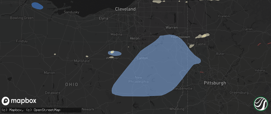 Hail map in Massillon, OH on June 14, 2026