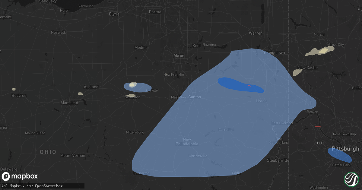 Hail map in Massillon, OH on June 14, 2026