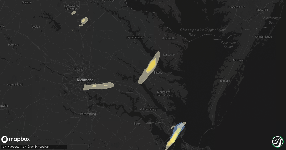 Hail map in Mattaponi, VA on June 14, 2026