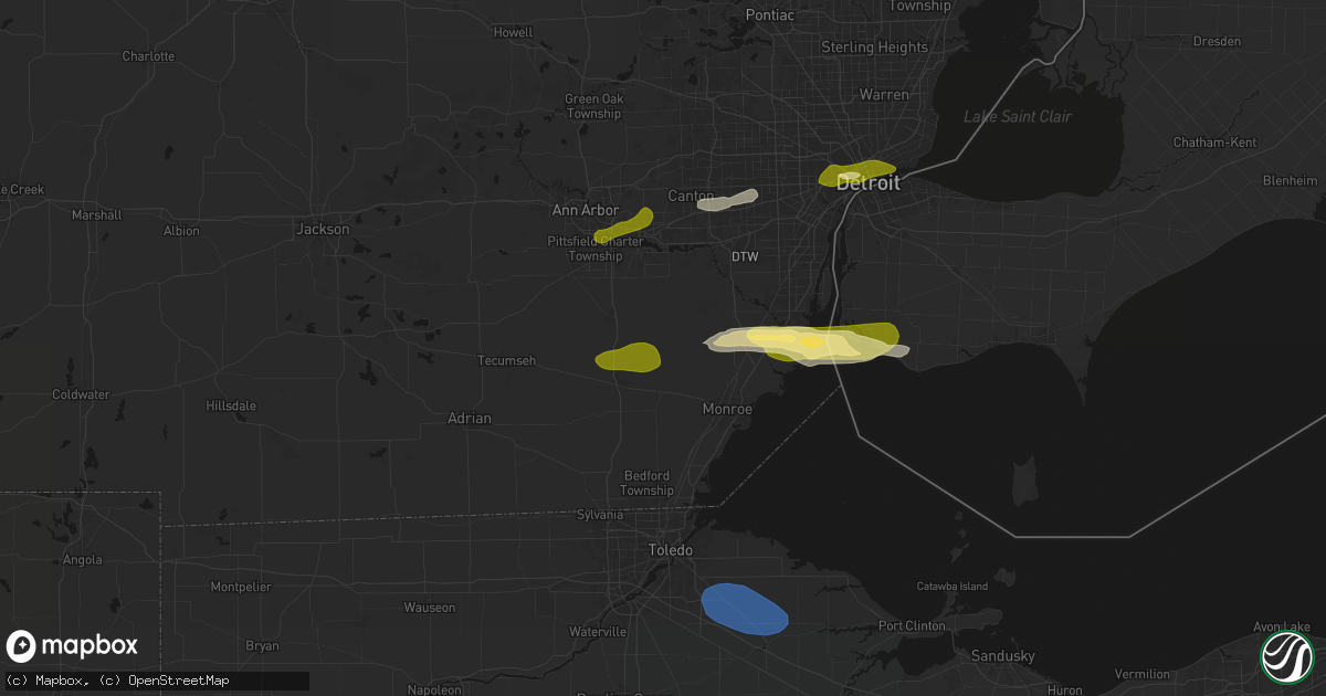 Hail map in Maybee, MI on June 14, 2026