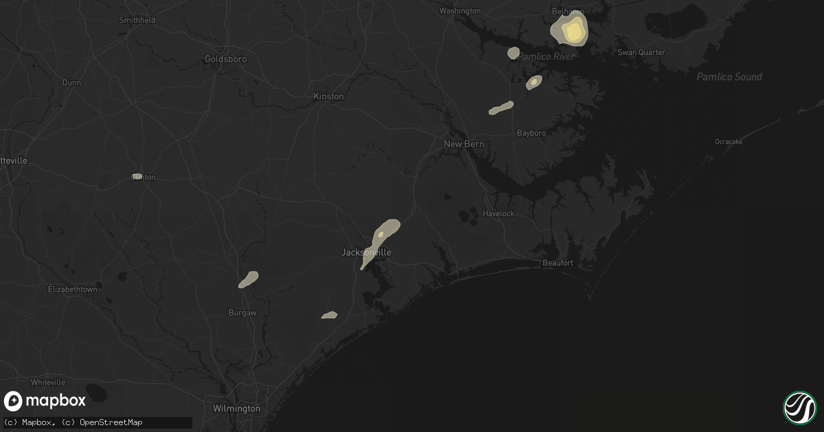 Hail map in Maysville, NC on June 14, 2026