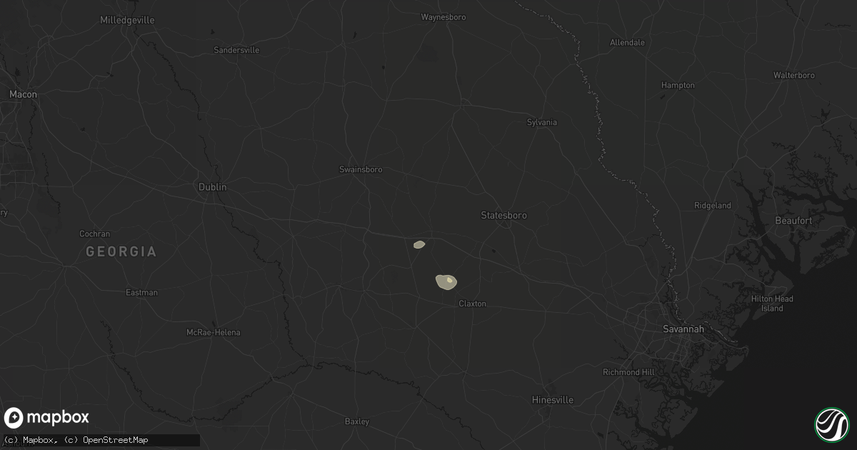 Hail map in Metter, GA on June 14, 2026