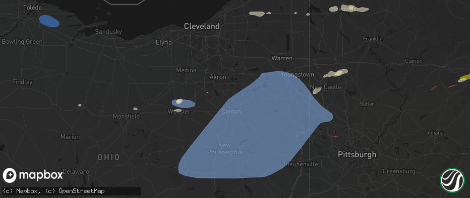 Hail map in Middlebranch, OH on June 14, 2026