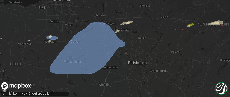 Hail map in Midland, PA on June 14, 2026