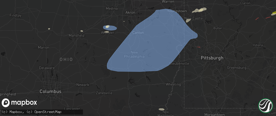 Hail map in Midvale, OH on June 14, 2026