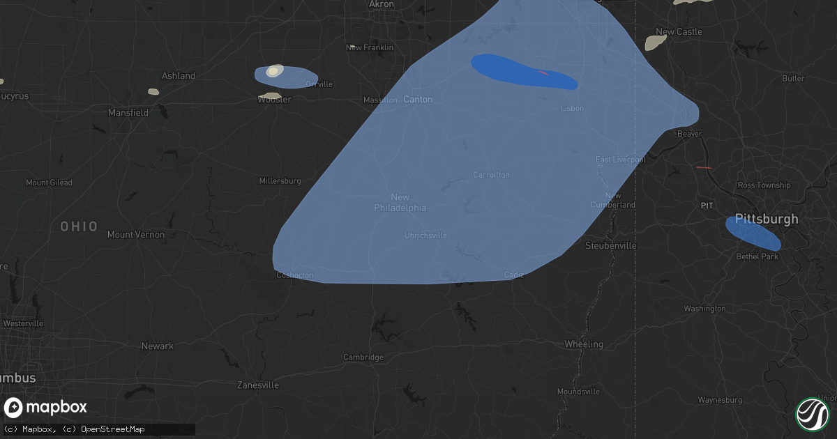 Hail map in Midvale, OH on June 14, 2026