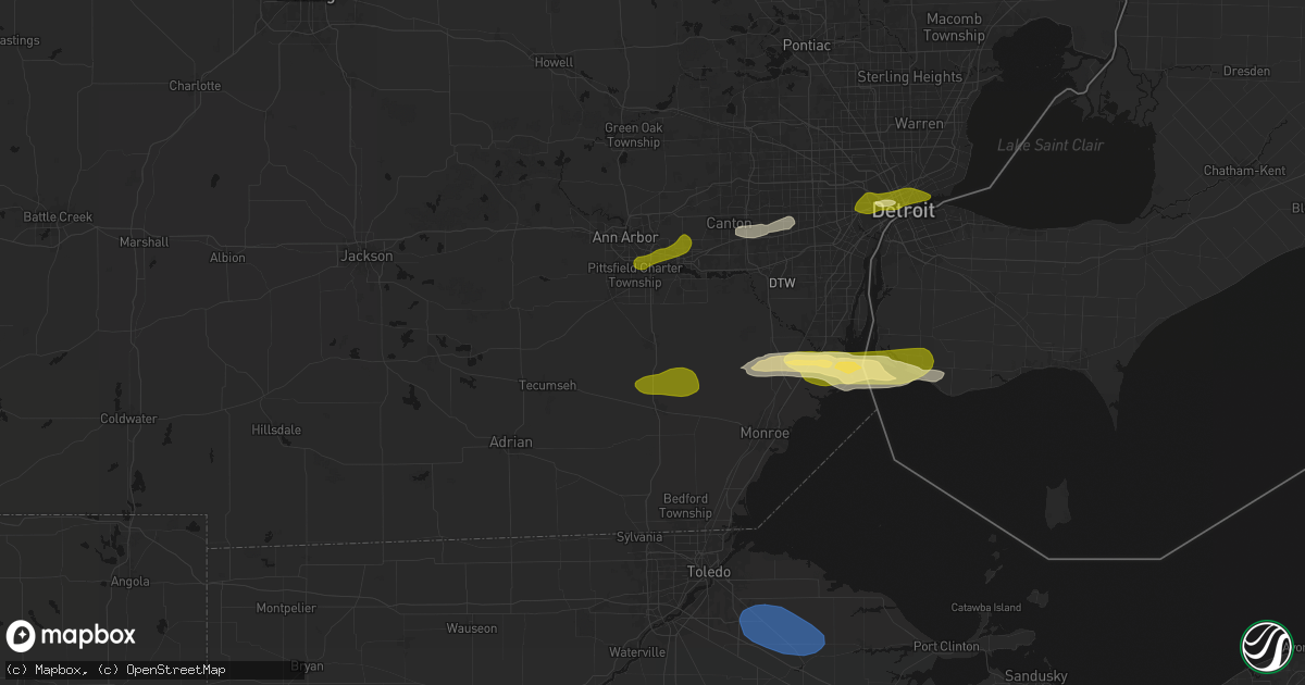 Hail map in Milan, MI on June 14, 2026