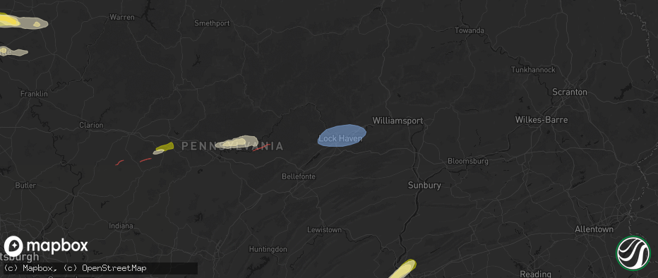 Hail map in Mill Hall, PA on June 14, 2026