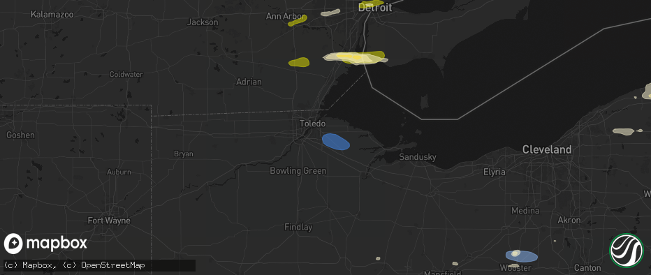 Hail map in Millbury, OH on June 14, 2026