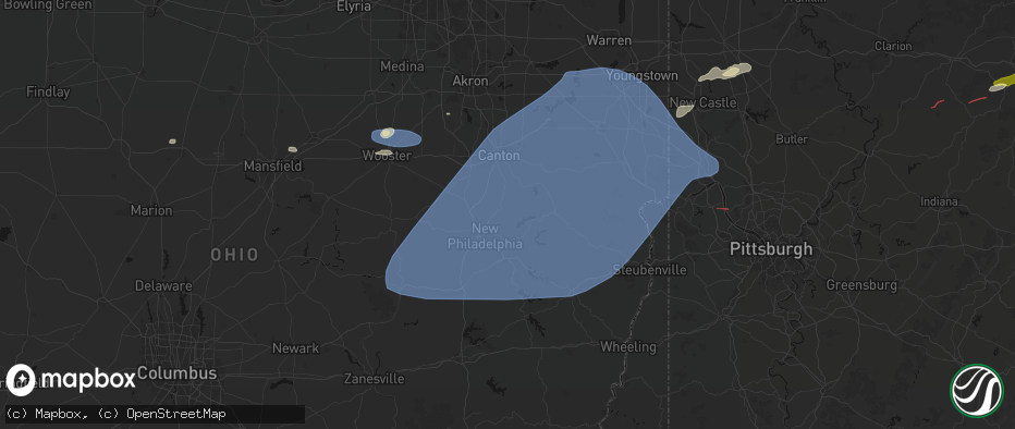 Hail map in Mineral City, OH on June 14, 2026