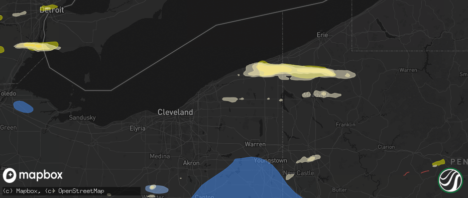Hail map in Montville, OH on June 14, 2026