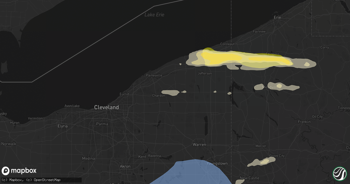 Hail map in Montville, OH on June 14, 2026