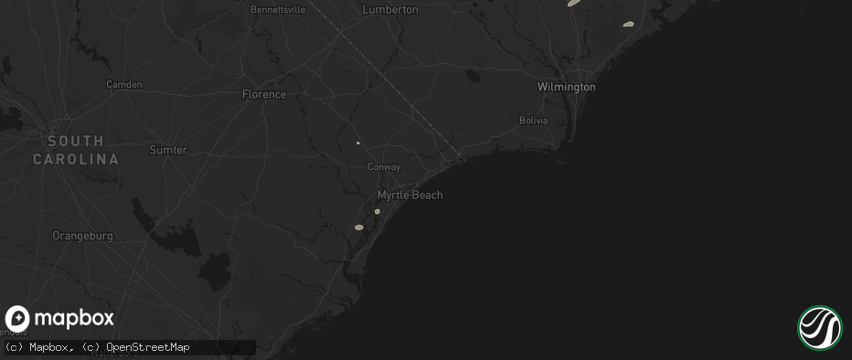 Hail map in Myrtle Beach, SC on June 14, 2026