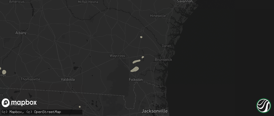 Hail map in Nahunta, GA on June 14, 2026