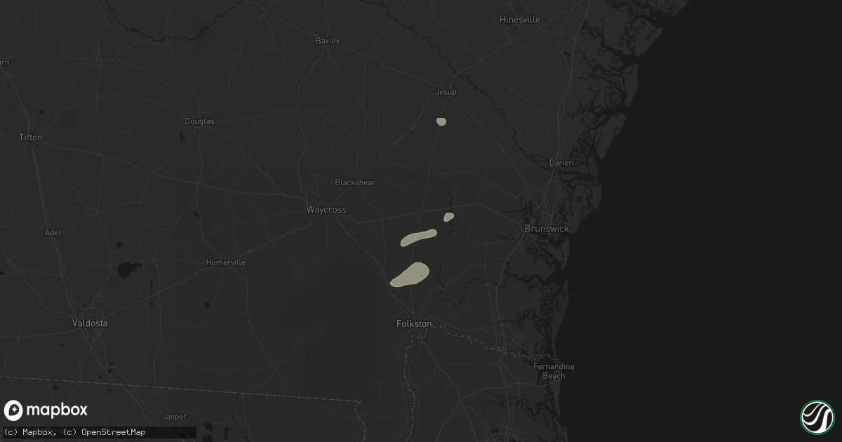 Hail map in Nahunta, GA on June 14, 2026