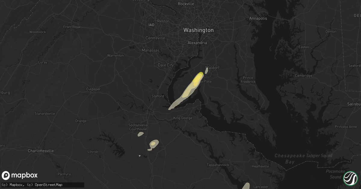 Hail map in Nanjemoy, MD on June 14, 2026