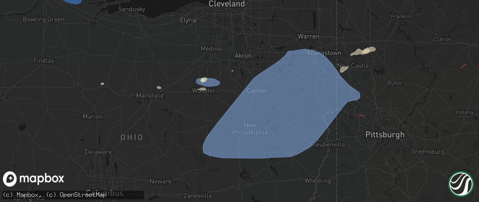 Hail map in Navarre, OH on June 14, 2026