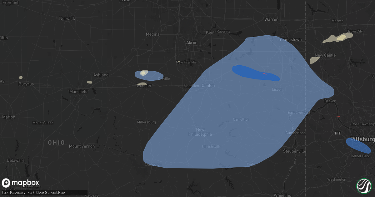 Hail map in Navarre, OH on June 14, 2026