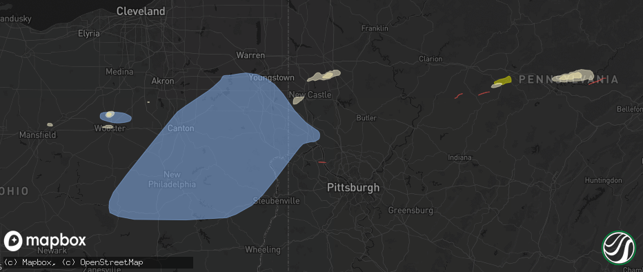 Hail map in New Brighton, PA on June 14, 2026