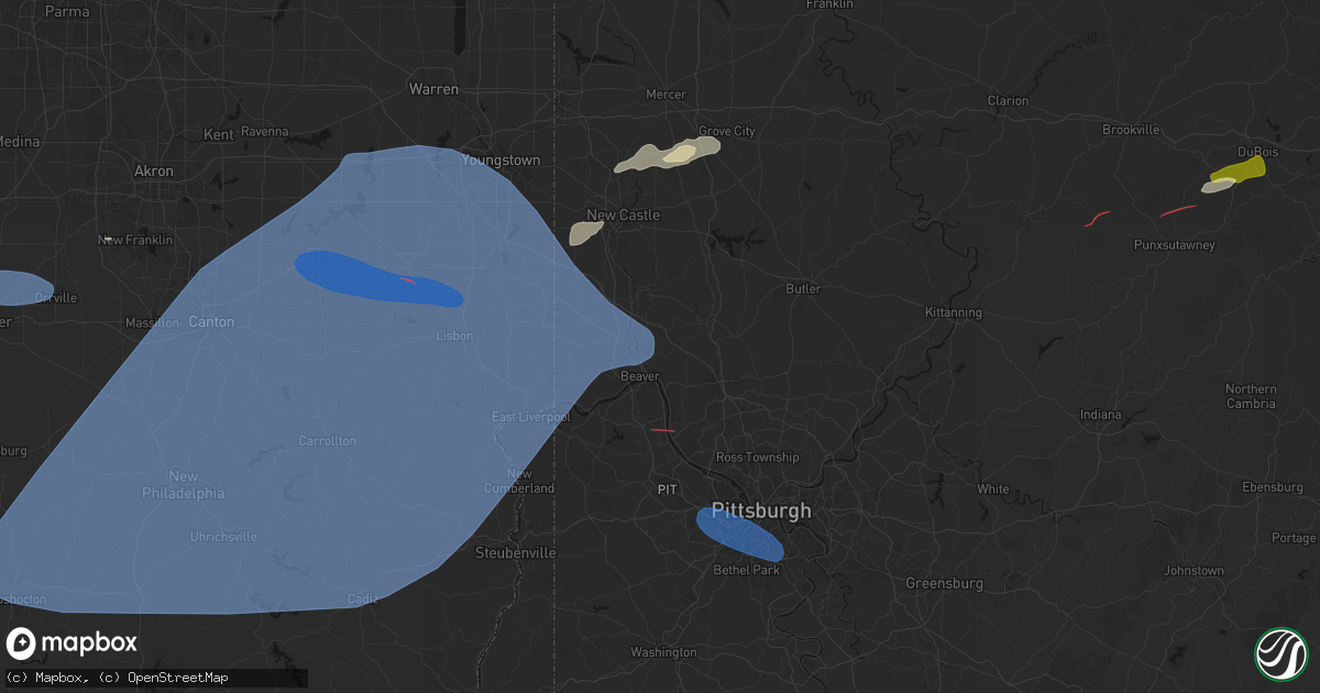 Hail map in New Brighton, PA on June 14, 2026