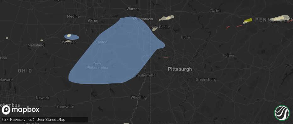 Hail map in New Cumberland, WV on June 14, 2026