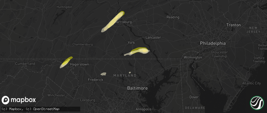 Hail map in New Freedom, PA on June 14, 2026