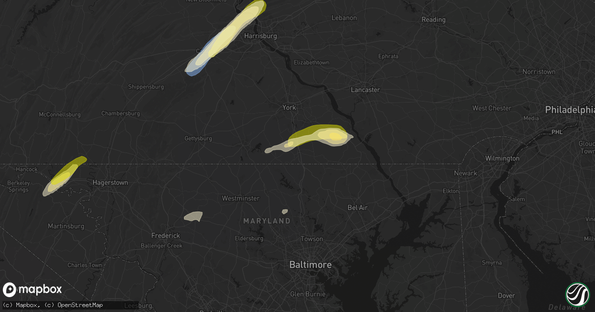 Hail map in New Freedom, PA on June 14, 2026