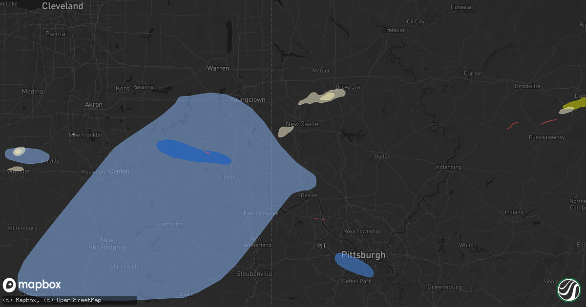 Hail map in New Galilee, PA on June 14, 2026