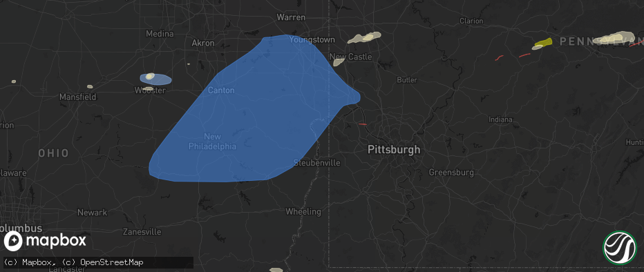 Hail map in New Manchester, WV on June 14, 2026