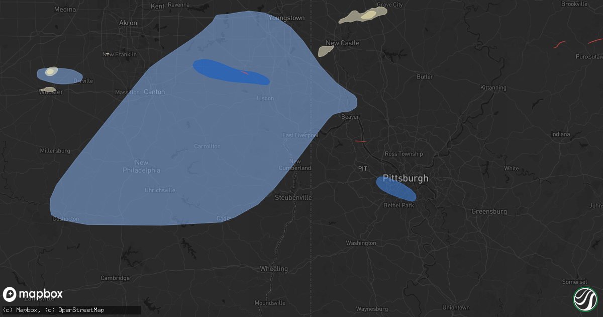 Hail map in New Manchester, WV on June 14, 2026