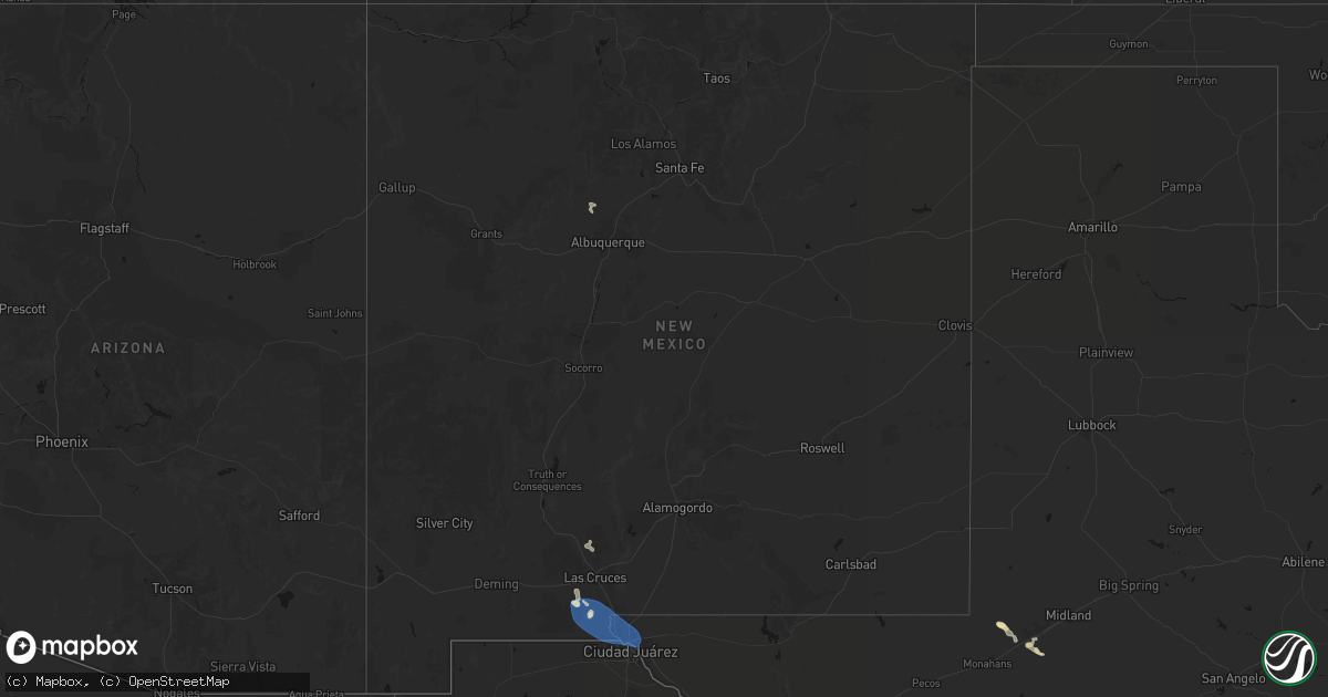 Hail map in New Mexico on June 14, 2026