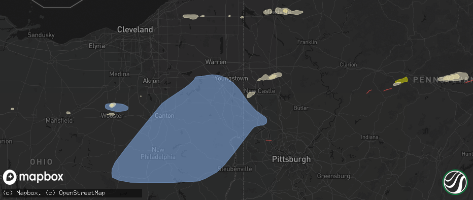 Hail map in New Springfield, OH on June 14, 2026