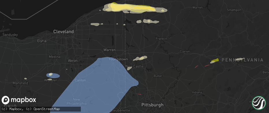 Hail map in New Wilmington, PA on June 14, 2026