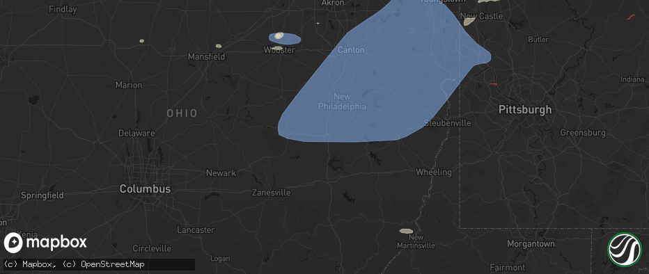 Hail map in Newcomerstown, OH on June 14, 2026
