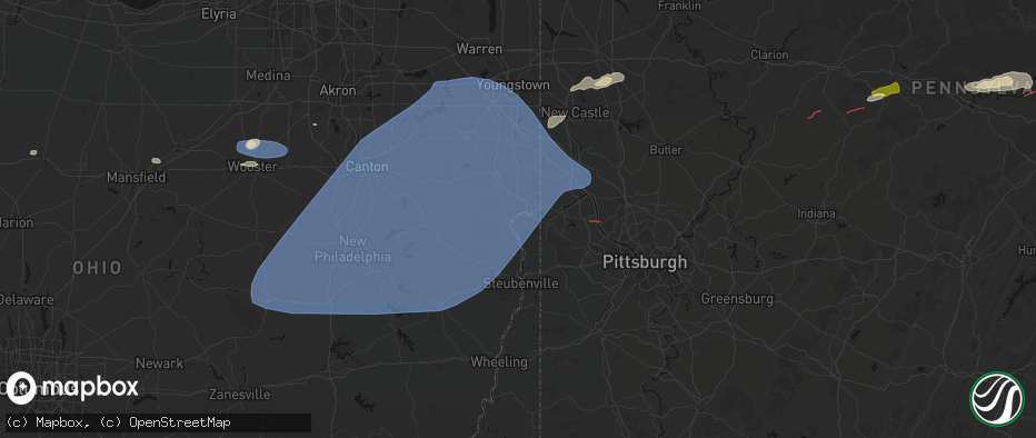 Hail map in Newell, WV on June 14, 2026