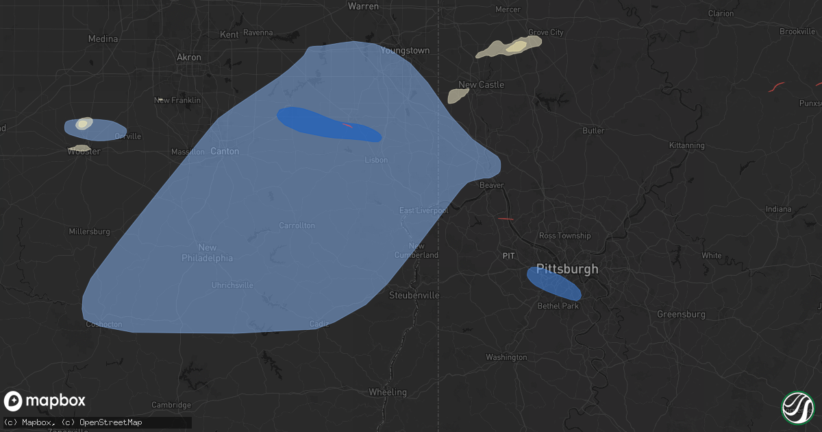 Hail map in Newell, WV on June 14, 2026