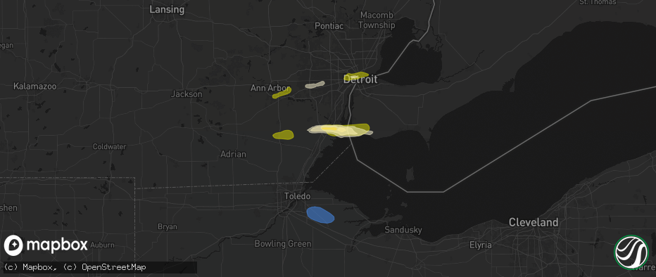 Hail map in Newport, MI on June 14, 2026