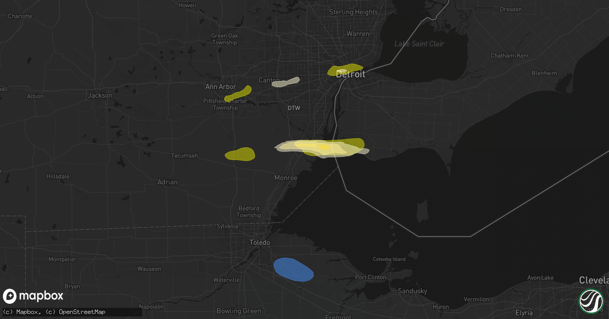 Hail map in Newport, MI on June 14, 2026