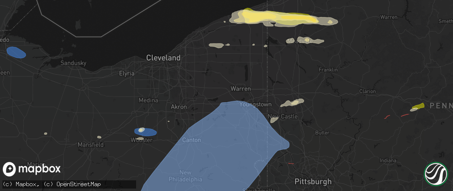 Hail map in Newton Falls, OH on June 14, 2026