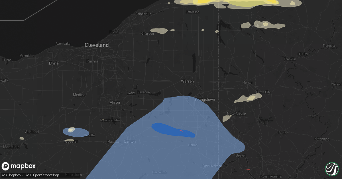 Hail map in Newton Falls, OH on June 14, 2026