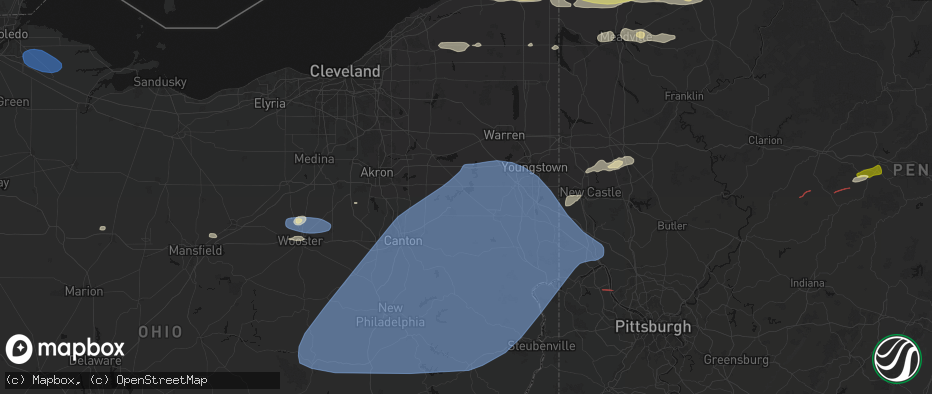 Hail map in North Benton, OH on June 14, 2026