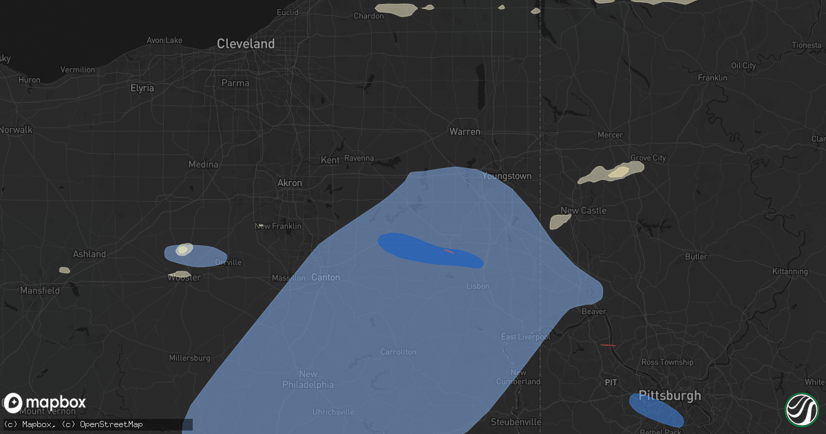 Hail map in North Benton, OH on June 14, 2026