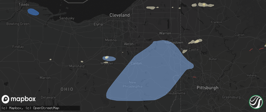 Hail map in North Canton, OH on June 14, 2026