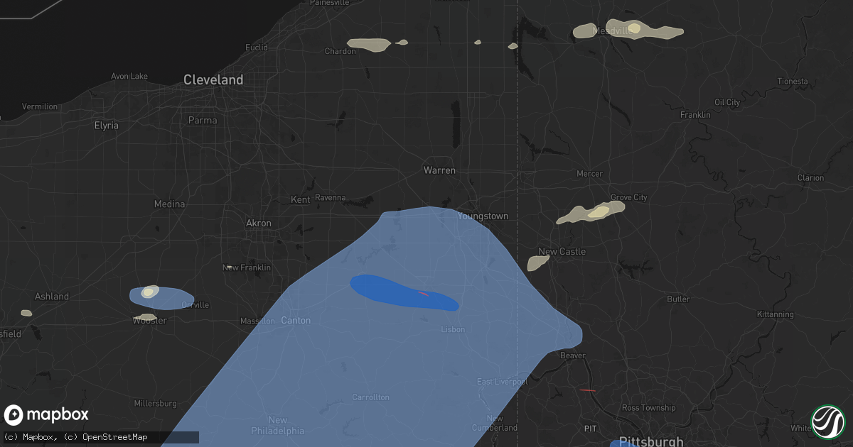 Hail map in North Jackson, OH on June 14, 2026