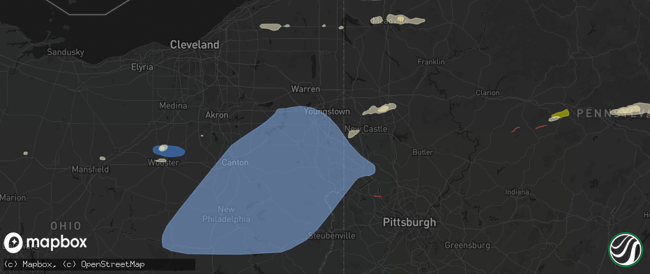 Hail map in North Lima, OH on June 14, 2026