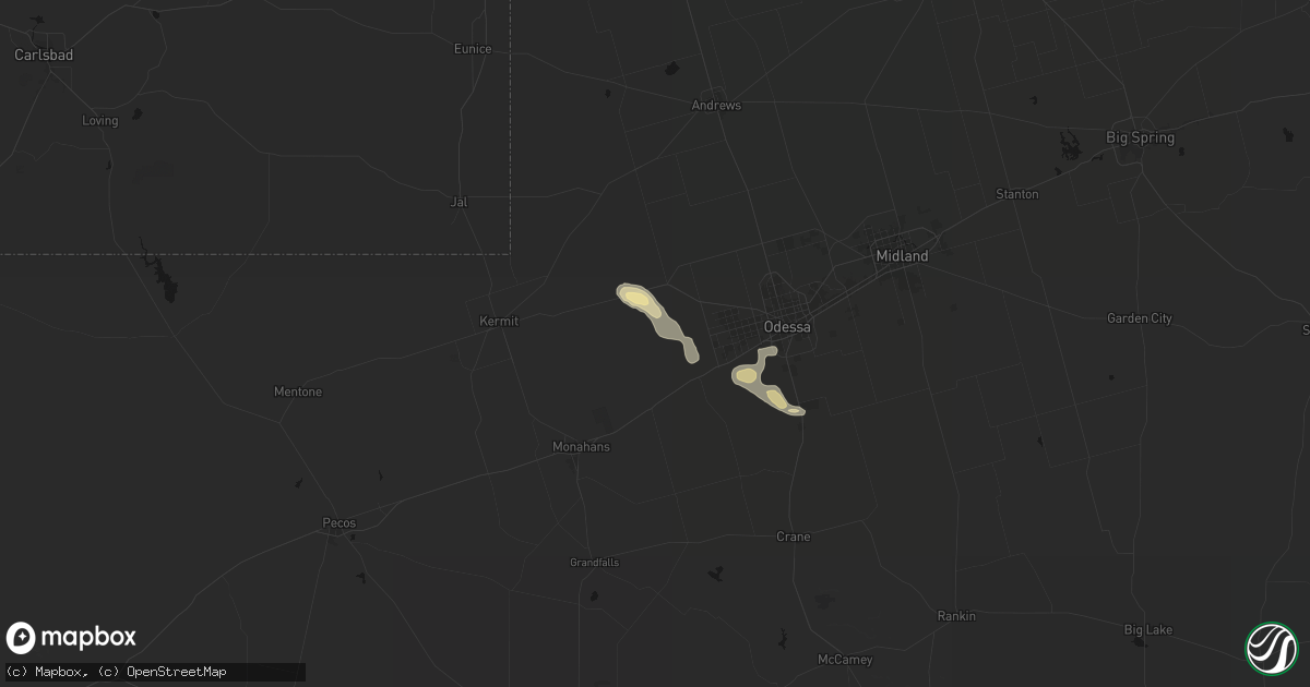 Hail map in Notrees, TX on June 14, 2026