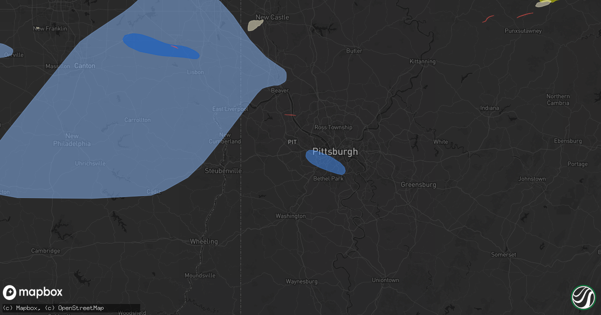 Hail map in Oakdale, PA on June 14, 2026