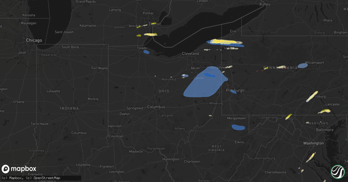Hail map in Ohio on June 14, 2026