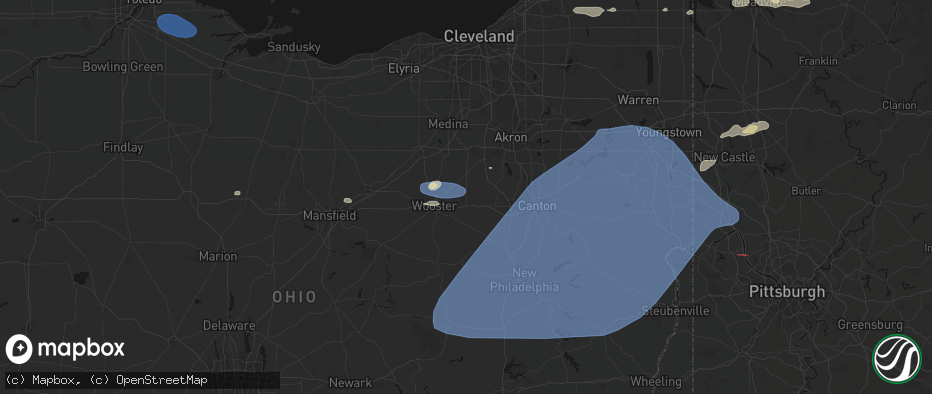 Hail map in Orrville, OH on June 14, 2026