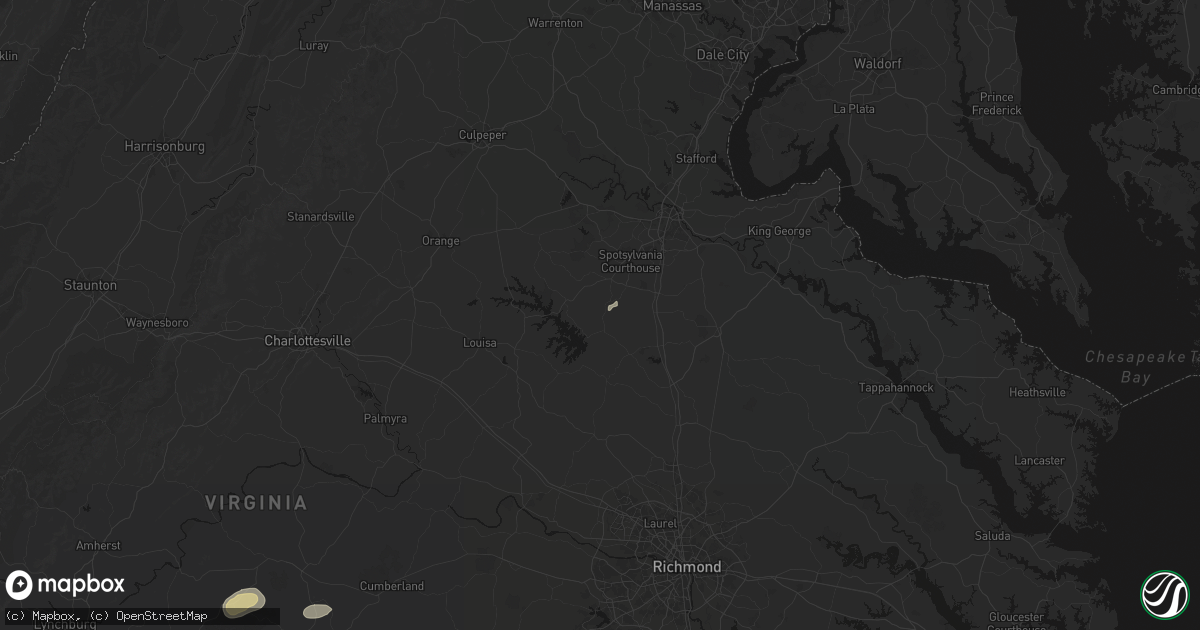 Hail map in Partlow, VA on June 14, 2026